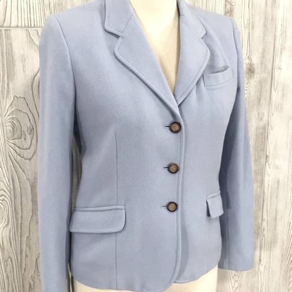 𝅺VINTAGE Chadwick’s Powder Blue Wool Mix Blazer Size 4 - Picture 4 of 9